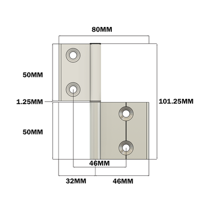 51-345-1 MODULAR SOLUTIONS LIFTOFF HINGE 30 & 45 SERIES TRANSITION HINGE